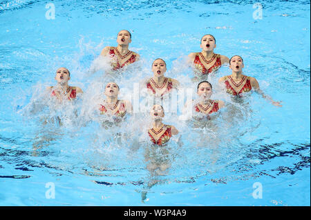 Gwangju, South Korea. 17th July, 2019. Team China compete during the Artistic Swimming team free preliminary at FINA World Championships in Gwangju, South Korea, on July 17, 2019. Credit: Bai Xuefei/Xinhua/Alamy Live News Stock Photo