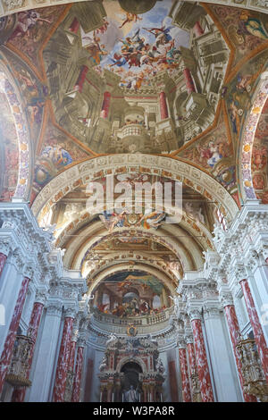 MONDOVI, ITALY - AUGUST 18, 2016: Saint Francesco Saverio church also known as Mission church interior with frescos in Mondovi, Italy Stock Photo