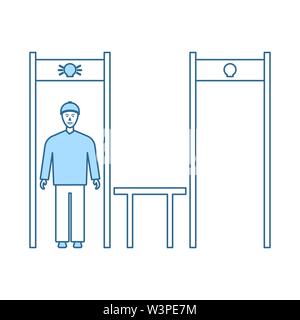 Stadium Metal Detector Frame Icon. Thin Line With Blue Fill Design. Vector Illustration. Stock Vector
