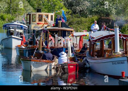 Boats, barges and canoes on Forth and Clyde Canal Stock Photo