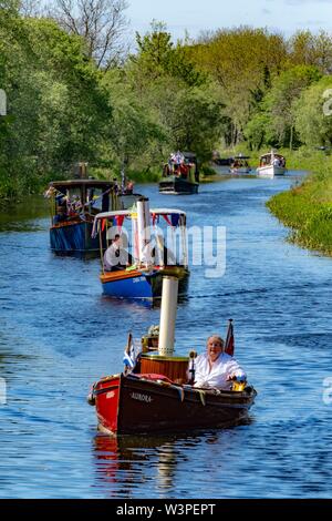 Boats, barges and canoes on Forth and Clyde Canal Stock Photo