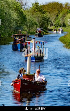 Boats, barges and canoes on Forth and Clyde Canal Stock Photo