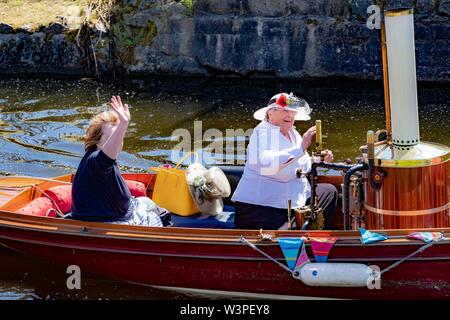 Boats, barges and canoes on Forth and Clyde Canal Stock Photo