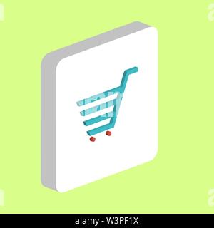 Shopping Cart Simple vector icon. Illustration symbol design template for web mobile UI element. Perfect color isometric pictogram on 3d white square. Stock Vector