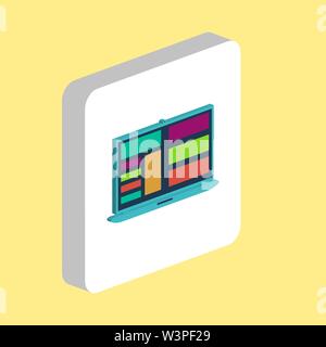 Laptop Simple vector icon. Illustration symbol design template for web mobile UI element. Perfect color isometric pictogram on 3d white square. Laptop Stock Vector