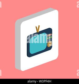 TV, Television Simple vector icon. Illustration symbol design template for web mobile UI element. Perfect color isometric pictogram on 3d white square Stock Vector