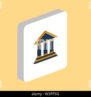 Bank, Court Simple vector icon. Illustration symbol design template for web mobile UI element. Perfect color isometric pictogram on 3d white square. B Stock Vector