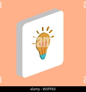 Light Bulb Simple vector icon. Illustration symbol design template for web mobile UI element. Perfect color isometric pictogram on 3d white square. Li Stock Vector