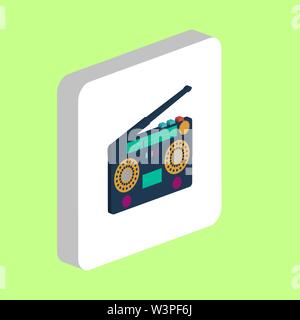 Boombox Simple vector icon. Illustration symbol design template for web mobile UI element. Perfect color isometric pictogram on 3d white square. Boomb Stock Vector