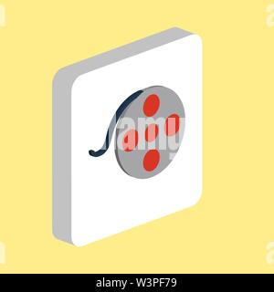 Film Reel Simple vector icon. Illustration symbol design template for web mobile UI element. Perfect color isometric pictogram on 3d white square. Fil Stock Vector