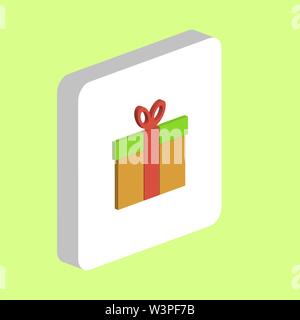 Gift Box Simple vector icon. Illustration symbol design template for web mobile UI element. Perfect color isometric pictogram on 3d white square. Gift Stock Vector