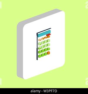 Calculator Simple vector icon. Illustration symbol design template for web mobile UI element. Perfect color isometric pictogram on 3d white square. Ca Stock Vector