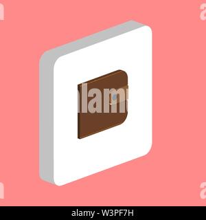 Wallet, Purse Simple vector icon. Illustration symbol design template for web mobile UI element. Perfect color isometric pictogram on 3d white square. Stock Vector