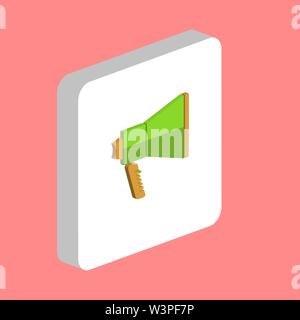 Loudspeaker Simple vector icon. Illustration symbol design template for web mobile UI element. Perfect color isometric pictogram on 3d white square. L Stock Vector