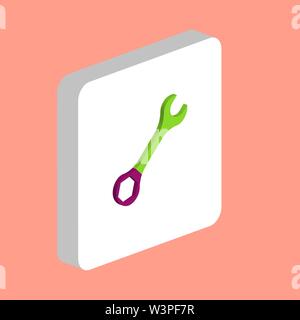 Wrench, Spanner Simple vector icon. Illustration symbol design template for web mobile UI element. Perfect color isometric pictogram on 3d white squar Stock Vector