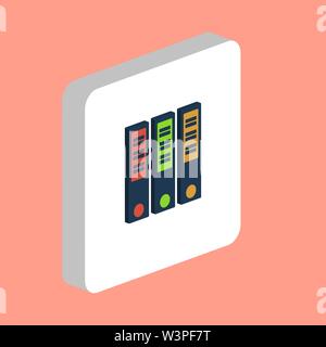 File Folders Simple vector icon. Illustration symbol design template for web mobile UI element. Perfect color isometric pictogram on 3d white square. Stock Vector