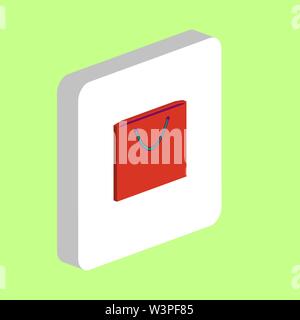 Shopping Bag Simple vector icon. Illustration symbol design template for web mobile UI element. Perfect color isometric pictogram on 3d white square. Stock Vector