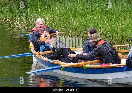 Boats, barges and canoes on Forth and Clyde Canal Stock Photo