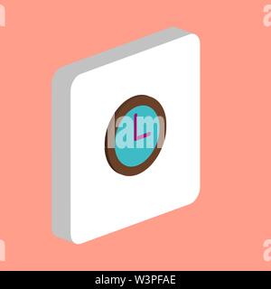 Time Clock, Watch Simple vector icon. Illustration symbol design template for web mobile UI element. Perfect color isometric pictogram on 3d white squ Stock Vector