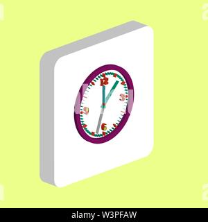Time, Clock Simple vector icon. Illustration symbol design template for web mobile UI element. Perfect color isometric pictogram on 3d white square. T Stock Vector