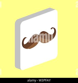Mustache Simple vector icon. Illustration symbol design template for web mobile UI element. Perfect color isometric pictogram on 3d white square. Must Stock Vector
