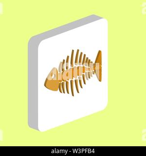 Fish Bone Skeleton Simple vector icon. Illustration symbol design template for web mobile UI element. Perfect color isometric pictogram on 3d white sq Stock Vector