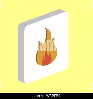 Fire Simple vector icon. Illustration symbol design template for web mobile UI element. Perfect color isometric pictogram on 3d white square. Fire ico Stock Vector
