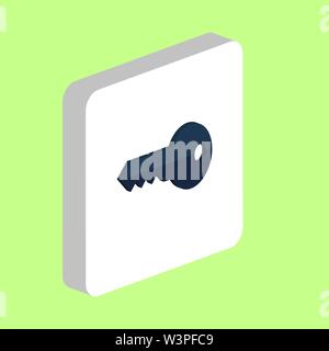 Key Simple vector icon. Illustration symbol design template for web mobile UI element. Perfect color isometric pictogram on 3d white square. Key icons Stock Vector