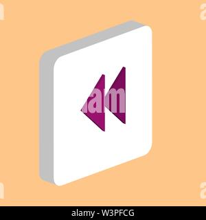 Fast Rewind Simple vector icon. Illustration symbol design template for web mobile UI element. Perfect color isometric pictogram on 3d white square. F Stock Vector