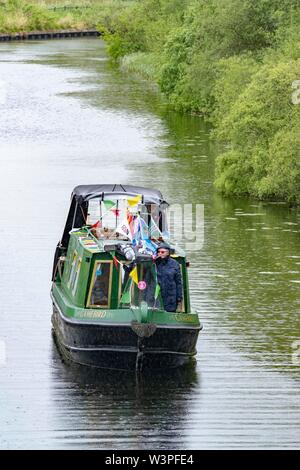 Boats, barges and canoes on Forth and Clyde Canal Stock Photo