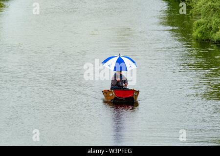 Boats, barges and canoes on Forth and Clyde Canal Stock Photo