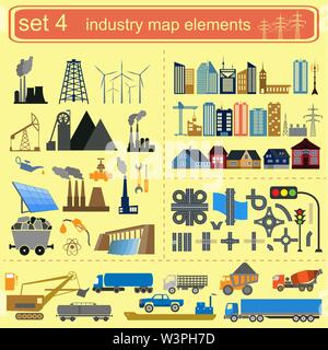 Industry map elements for generating your own infographics, maps. Vector illustration Stock Vector