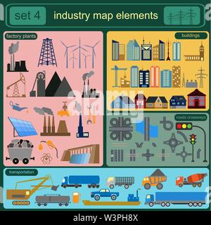 Industry map elements for generating your own infographics, maps. Vector illustration Stock Vector