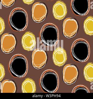 Seamless repeating background of colored circles and spirals Stock Vector