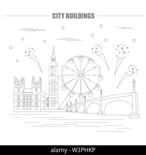 City buildings graphic template. UK. London. Vector illustration Stock Vector