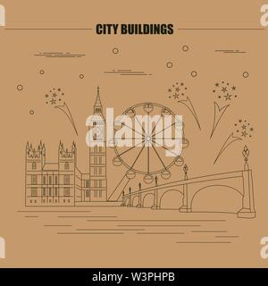City buildings graphic template. UK. London. Vector illustration Stock Vector