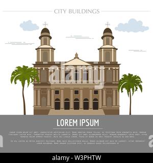 City buildings graphic template. Nicaragua. Vector illustration Stock Vector