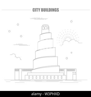 City buildings graphic template. Iraq. Samarra. Vector illustration Stock Vector