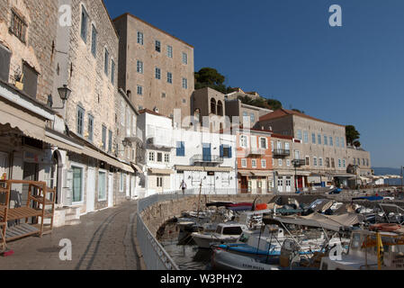 View of Hydra Port, in Hydra Town, Hydra Island Greece. Stock Photo