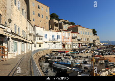 View of Hydra Port, in Hydra Town, Hydra Island Greece. Stock Photo