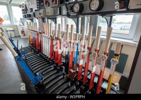 levers in a signal box