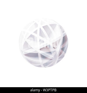 Abstract white spherical digital object isolated on white background, square 3d rendering illustration Stock Photo