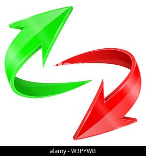 Red and green arrows in circular motion Stock Vector