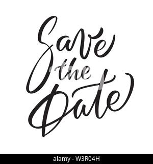 Save the date text calligraphy vector lettering background of confetti ...