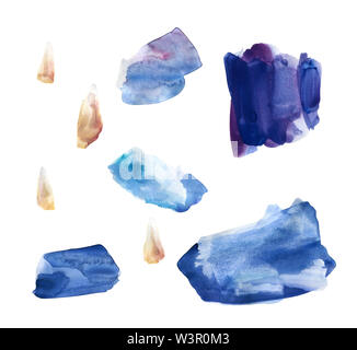 Set of blue and purple watercolor stains Stock Photo