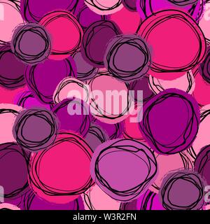 Seamless repeating background of colored circles and spirals Stock Vector