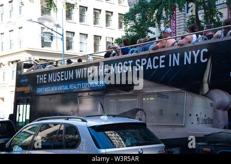 Tour Bus on Fifth Avenue, New York City Stock Photo