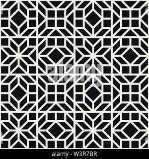 Vector seamless ethnic pattern. Repeating abstract background. Black and white geometric striped ornament. Modern texture design. Stock Vector