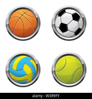 Set of four different sport balls isolated on white background Stock Vector