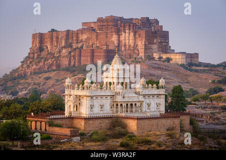 JODHPUR, INDIA - CIRCA NOVEMBER 2018: Jaswant Thada Memorial and the Mehrangarh Fort in Jodphur. odhpur is the second largest city in the Indian state Stock Photo